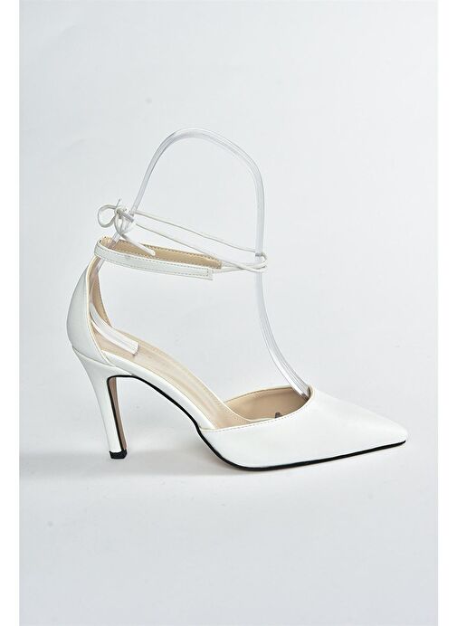 Beyaz Sivri Burun Kadın Topuklu Ayakkabı K404810209 - Görsel 7