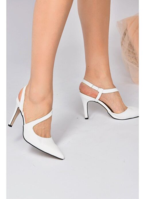 Beyaz Sivri Burun Kadın Topuklu Ayakkabı K404910809 - Görsel 3