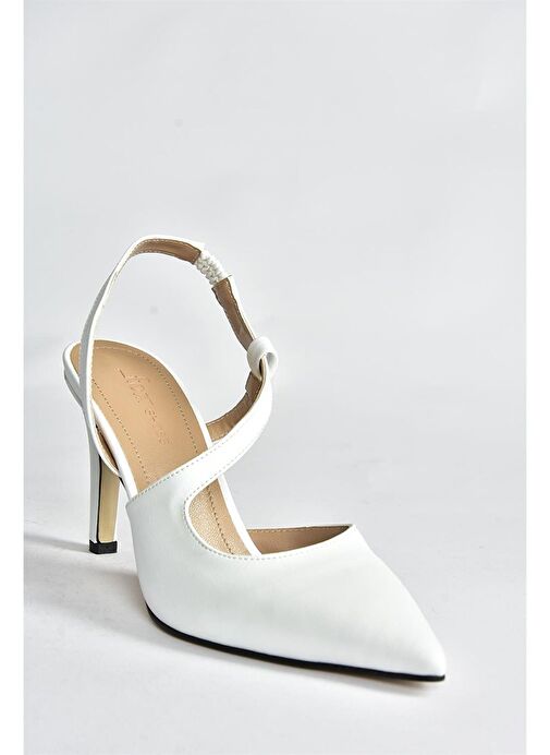Beyaz Sivri Burun Kadın Topuklu Ayakkabı K404910809 - Görsel 5