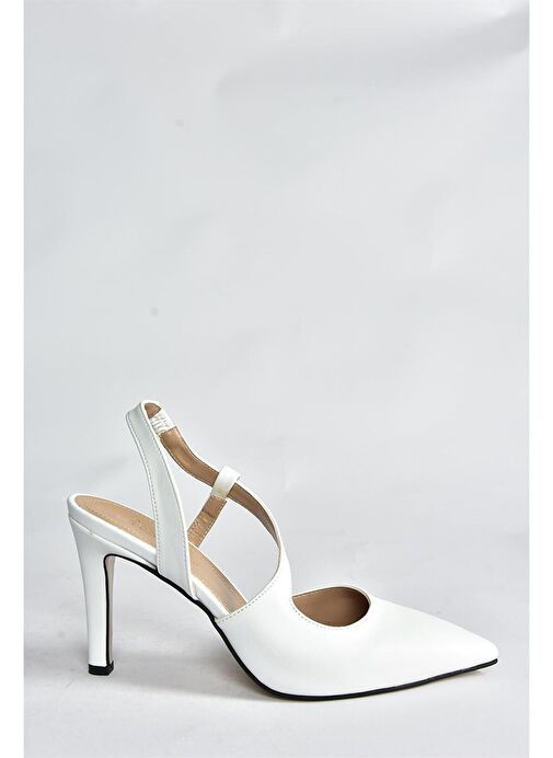 Beyaz Sivri Burun Kadın Topuklu Ayakkabı K404910809 - Görsel 6