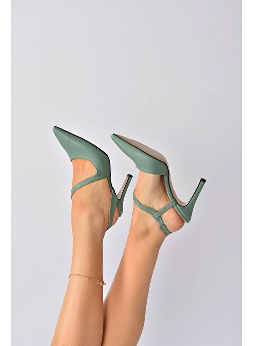 Yeşil Sivri Burun Kadın Topuklu Ayakkabı K404910809 - Görsel 3
