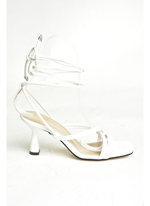 Beyaz Bilek Bağlamalı Kadın Topuklu Ayakkabı K404070209 - Görsel 6
