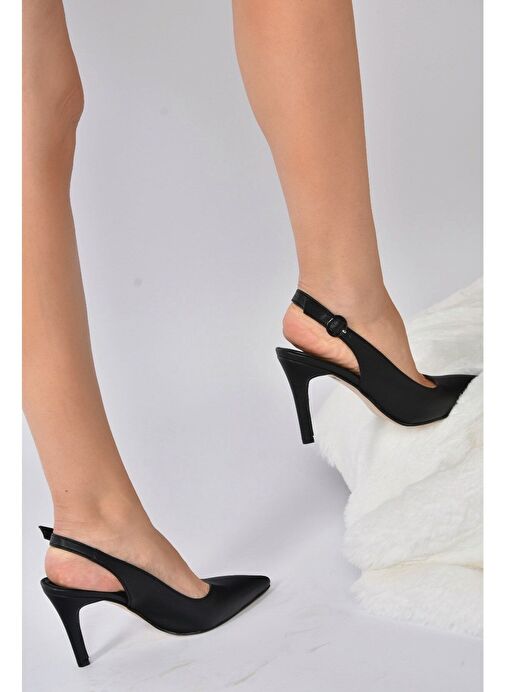 Siyah Sivri Burun Kadın Topuklu Ayakkabı K404910309 - Görsel 4
