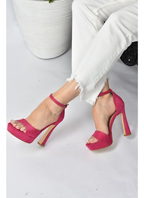 Fuşya Süet Kadın Topuklu Ayakkabı K404580102 - Görsel 3