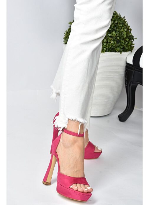 Fuşya Süet Kadın Topuklu Ayakkabı K404580102 - Görsel 4