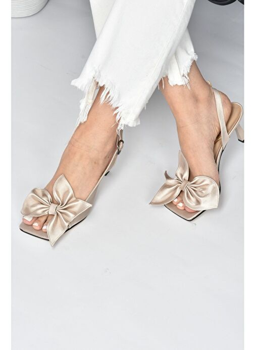 Vizon Kumaş Kadın Topuklu Ayakkabı K749384904 - Görsel 2