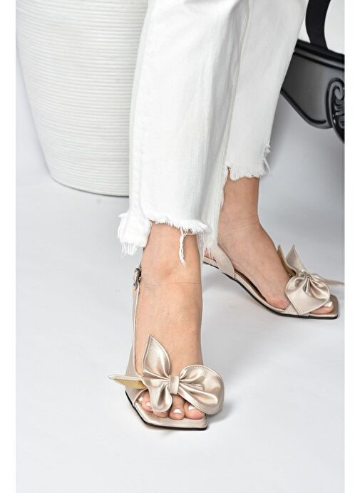 Vizon Kumaş Kadın Topuklu Ayakkabı K749384904 - Görsel 3