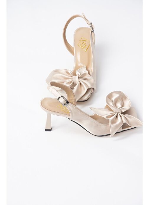 Vizon Kumaş Kadın Topuklu Ayakkabı K749384904 - Görsel 5