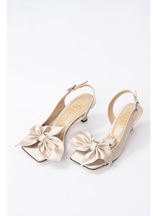 Vizon Kumaş Kadın Topuklu Ayakkabı K749384904 - Görsel 6