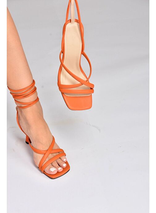 Turuncu Bilek Bağlamalı Kadın Topuklu Ayakkabı K404070209 - Görsel 2