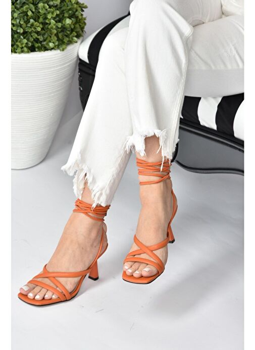 Turuncu Bilek Bağlamalı Kadın Topuklu Ayakkabı K404070209 - Görsel 4
