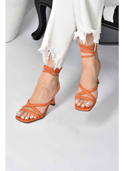 Turuncu Bilek Bağlamalı Kadın Topuklu Ayakkabı K404070209 - Görsel 5