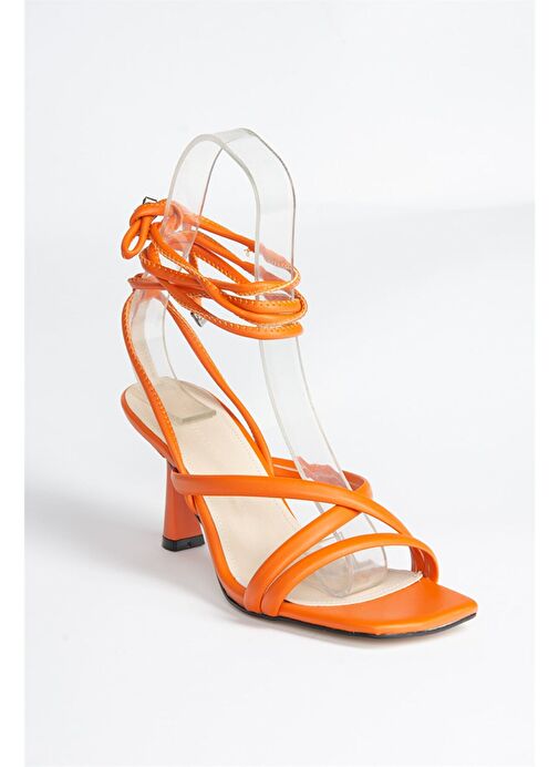 Turuncu Bilek Bağlamalı Kadın Topuklu Ayakkabı K404070209 - Görsel 8