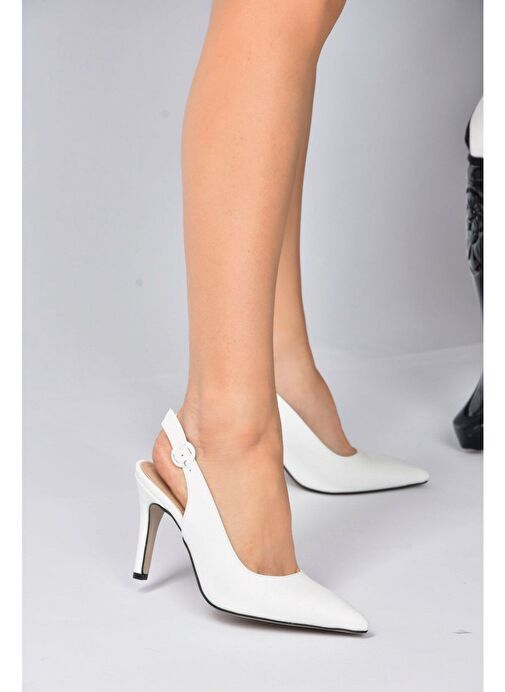 Beyaz Sivri Burun Kadın Topuklu Ayakkabı K404910309 - Görsel 2