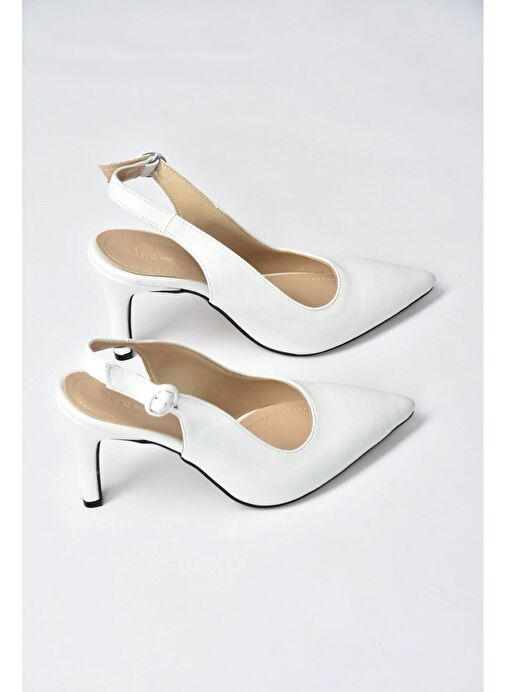 Beyaz Sivri Burun Kadın Topuklu Ayakkabı K404910309 - Görsel 7