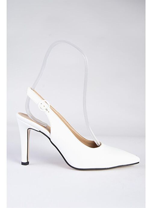 Beyaz Sivri Burun Kadın Topuklu Ayakkabı K404910309 - Görsel 8