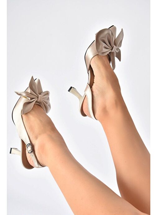 Vizon Kumaş Kadın Topuklu Ayakkabı K752092404 - Görsel 3