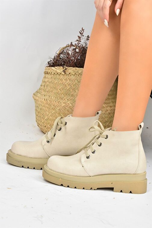 Bej Suni Deri Kadın Bot L996033809 - Görsel 3