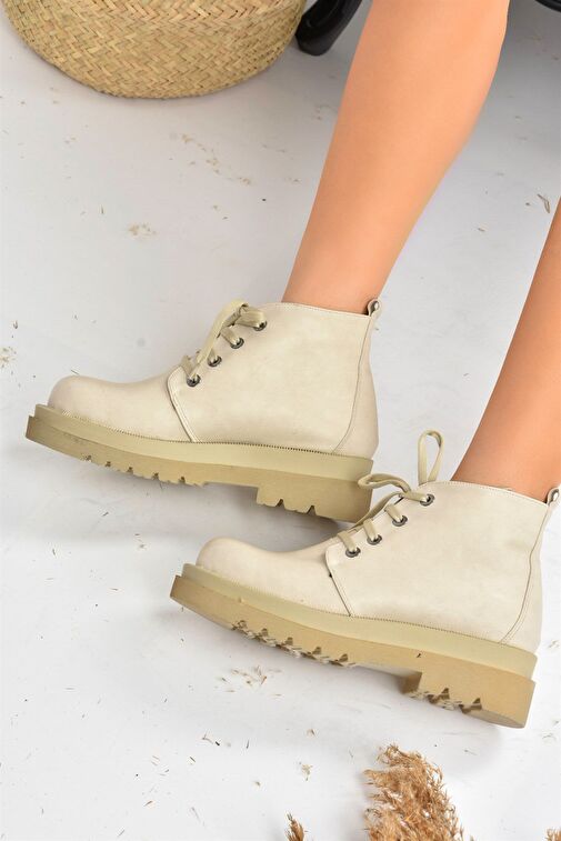 Bej Suni Deri Kadın Bot L996033809 - Görsel 4