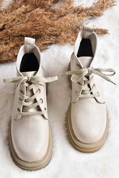 Bej Suni Deri Kadın Bot L996033809 - Görsel 5