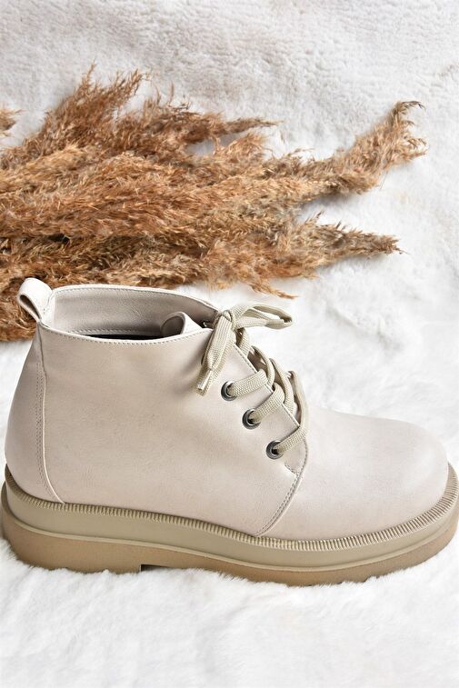 Bej Suni Deri Kadın Bot L996033809 - Görsel 7