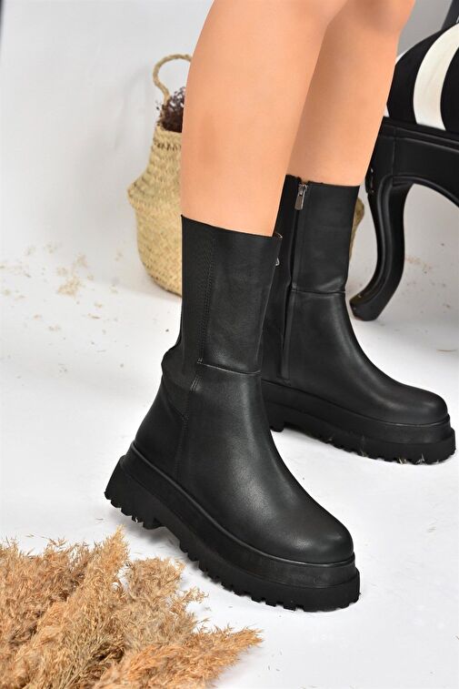 Siyah Kalın Tabanlı Kadın Bot J267063109 - Görsel 2