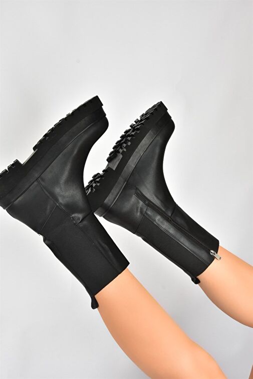 Siyah Kalın Tabanlı Kadın Bot J267063109 - Görsel 5