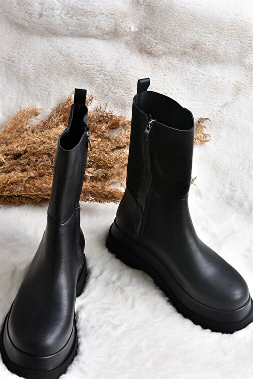 Siyah Kalın Tabanlı Kadın Bot J267063109 - Görsel 6