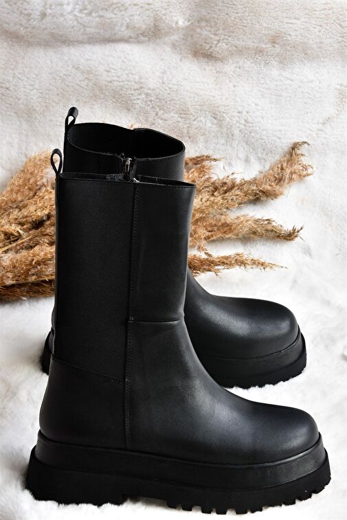 Siyah Kalın Tabanlı Kadın Bot J267063109 - Görsel 7