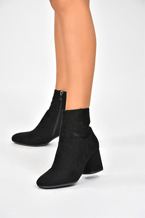 Siyah Süet Kalın Topuklu Kadın Bot L251089302 - Görsel 2