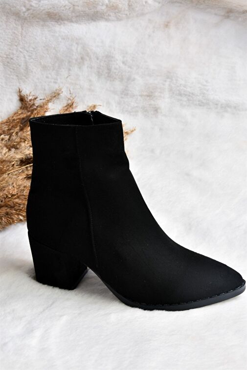 Siyah Süet Kalın Topuklu Kadın Bot L251089302 - Görsel 5