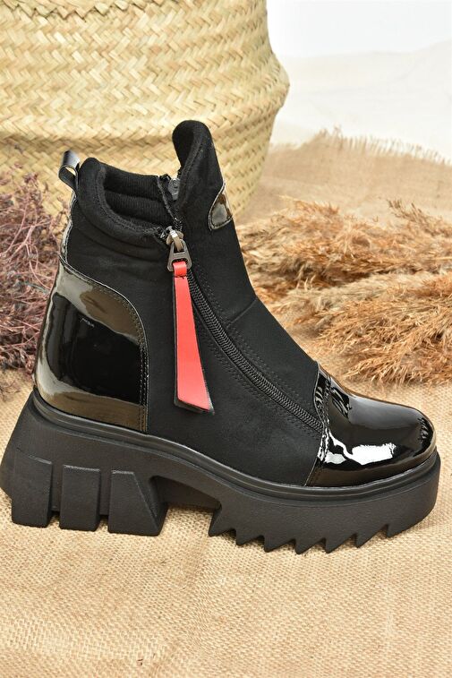 Siyah Süet Kalın Tabanlı Kadın Bot L239001802 - Görsel 5