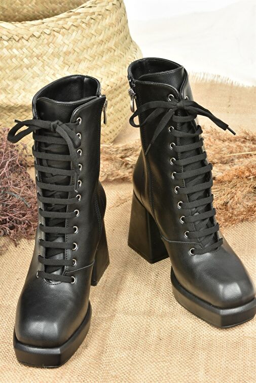 Siyah Platform Topuklu Kadın Bot L282190409 - Görsel 6