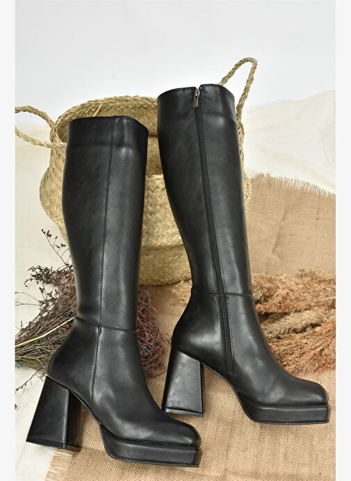 Siyah Platform Topuklu Kadın Çizme L282390109 - Görsel 6