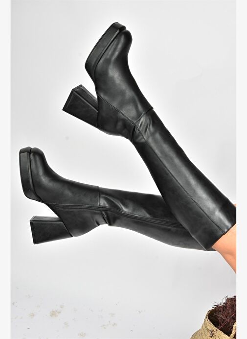 Siyah Platform Topuklu Kadın Çizme L282390109 - Görsel 5