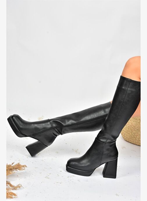 Siyah Platform Topuklu Kadın Çizme L282390109 - Görsel 4