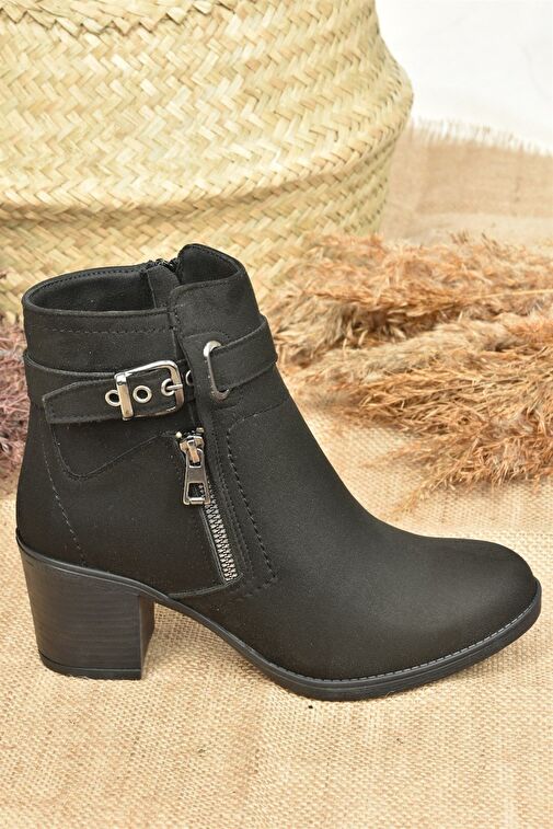 Siyah Süet Kalın Topuklu Kadın Bot L674161502 - Görsel 5