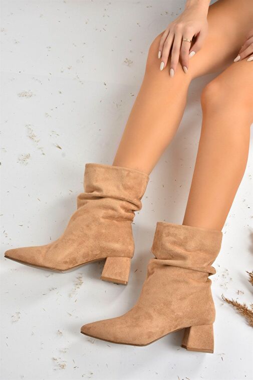 Camel Süet Alçak Topuklu Kadın Bot L820010502 - Görsel 4
