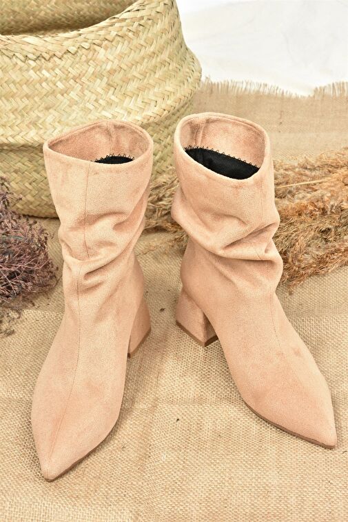 Camel Süet Alçak Topuklu Kadın Bot L820010502 - Görsel 8