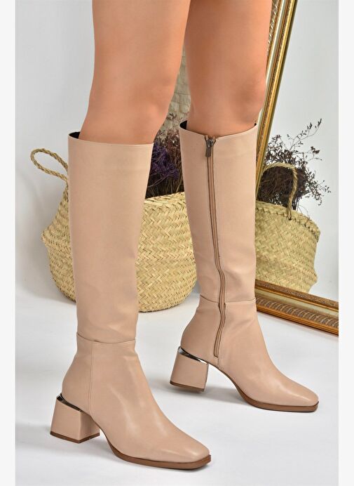 Ten Deri Kalın Topuklu Kadın Çizme L524600009 - Görsel 2