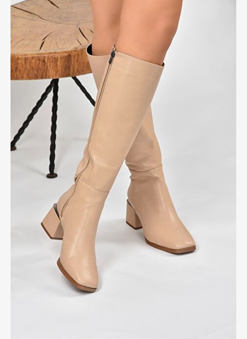 Ten Deri Kalın Topuklu Kadın Çizme L524600009 - Görsel 3