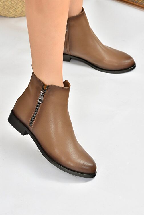 Vizon Suni Deri Kadın Bot L252671509 - Görsel 4