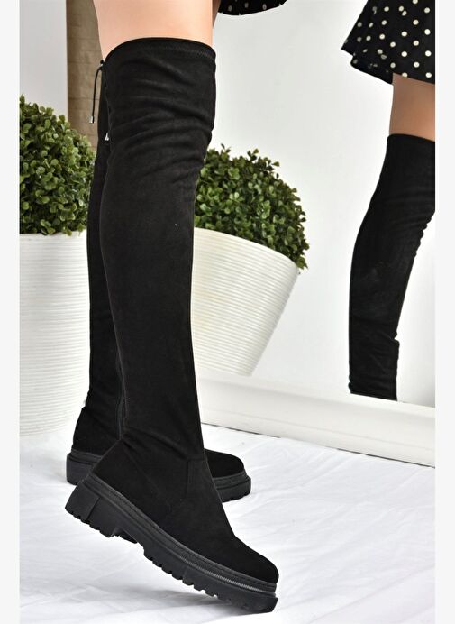 Siyah Streç Dizüstü Esnek Süet Kadın Çizme L670125302 - Görsel 2