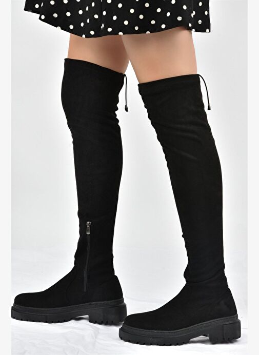 Siyah Streç Dizüstü Esnek Süet Kadın Çizme L670125302 - Görsel 4