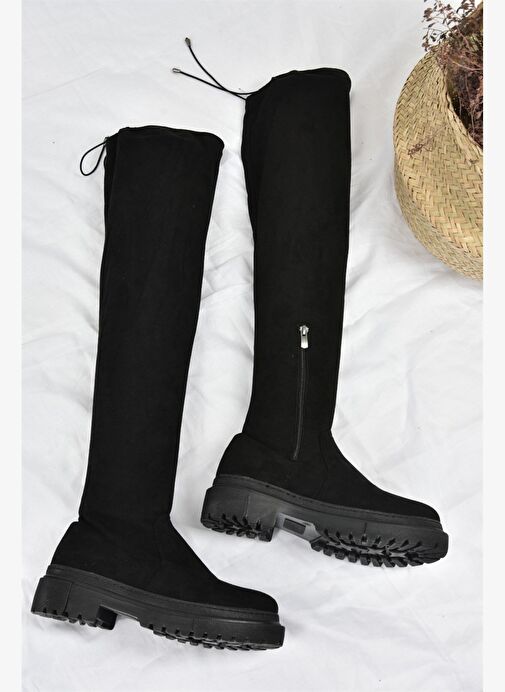 Siyah Streç Dizüstü Esnek Süet Kadın Çizme L670125302 - Görsel 6