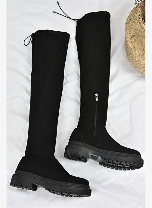 Siyah Streç Dizüstü Esnek Süet Kadın Çizme L670125302 - Görsel 5