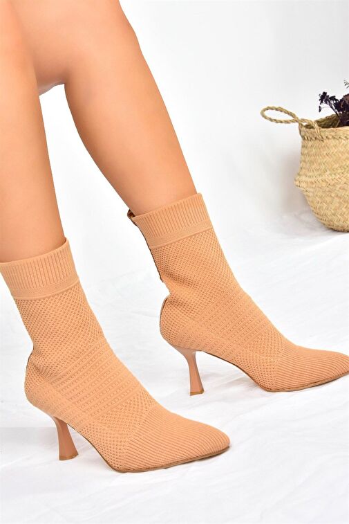Camel Triko İnce Topuklu Kadın Bot L799593257 - Görsel 6