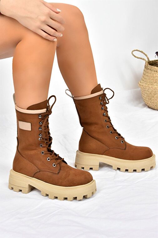 Taba Kalın Taban Bağcıklı Kadın Postal Bot L973916002 - Görsel 3