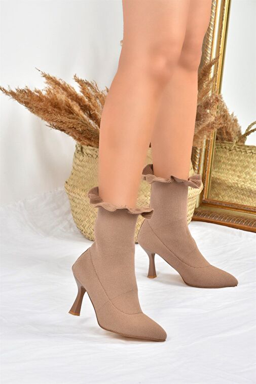 Vizon Triko İnce Topuklu Kadın Bot L799584057 - Görsel 4