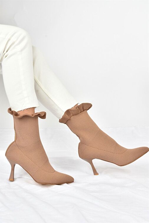 Vizon Triko İnce Topuklu Kadın Bot L799584057 - Görsel 5